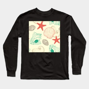 Sea Shells and Sea Life Pattern Long Sleeve T-Shirt